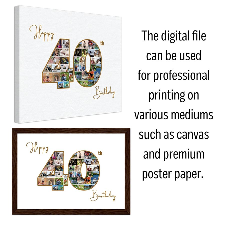 Happy 40th Birthday Photo Collage Canva Template product image (5)