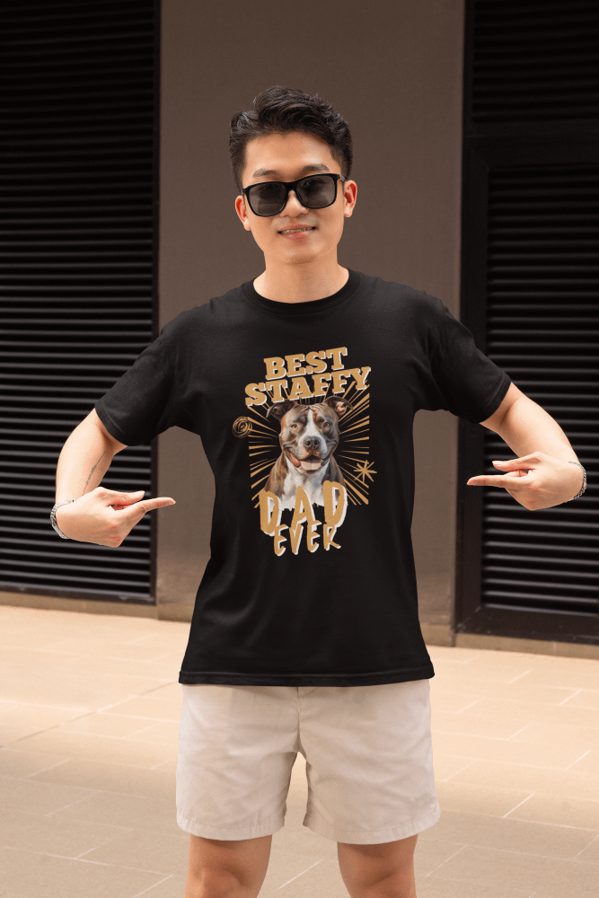 Yellow Best Staffy Dad Ever Regular Fit T-shirt product image (1)