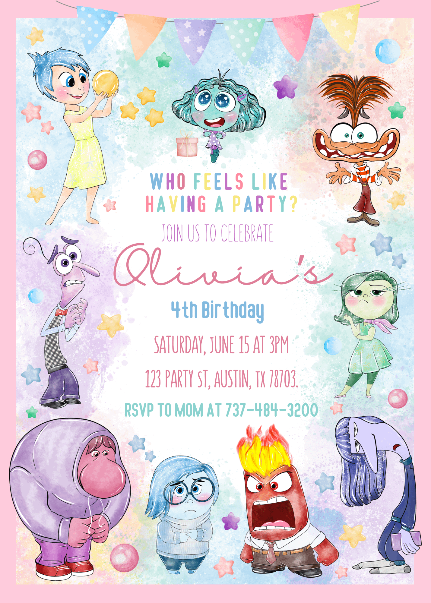 Editable Canva Template: Inside Out 2 Emotions Adventure Birthday Invitation - Joyful Inside Out Theme product image (2)