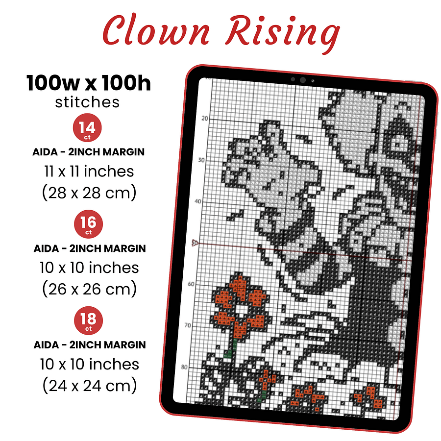 Clown Rising Cross Stitch Pattern product image (2)