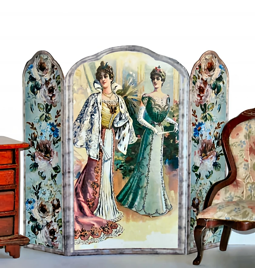 Victorian Ladies at the Opera Dollhouse Miniature Room Screen 1:12 Scale N033 product image (1)