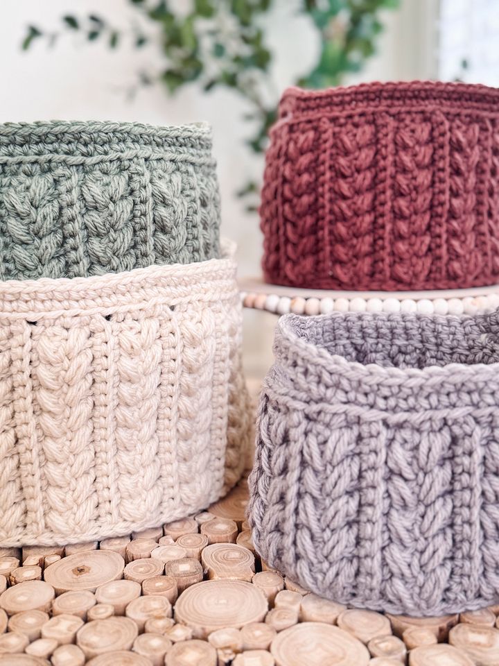 Wheat Stitch Nesting Baskets Pattern (4 Sizes) product image (1)