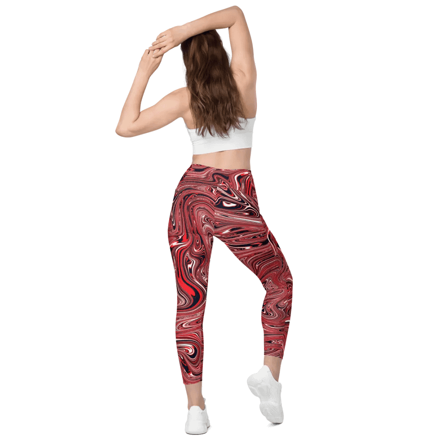 Leggings with Pockets - Brown, Black and White Fluid Swirls product image (6)