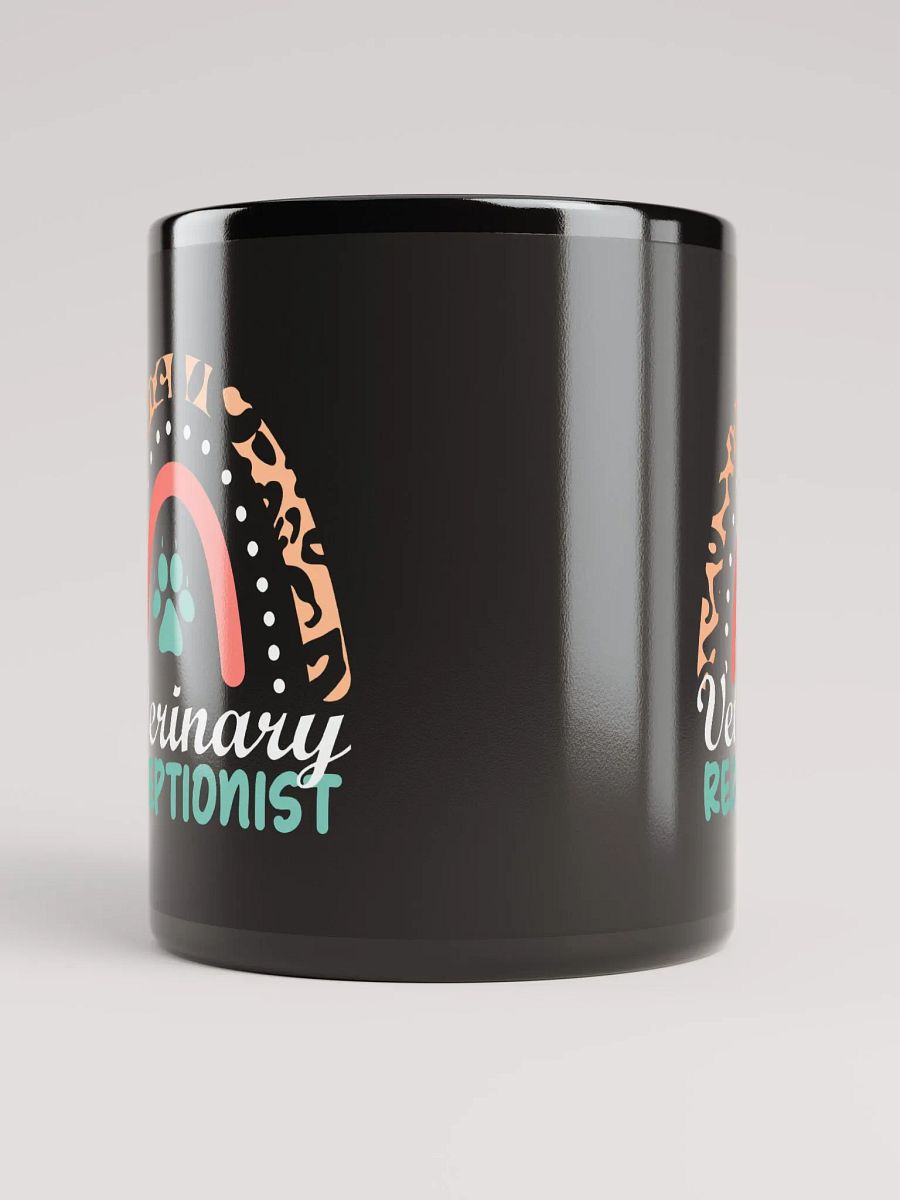 "Veterinary Receptionist-Rainbow" black glossy mug product image (4)