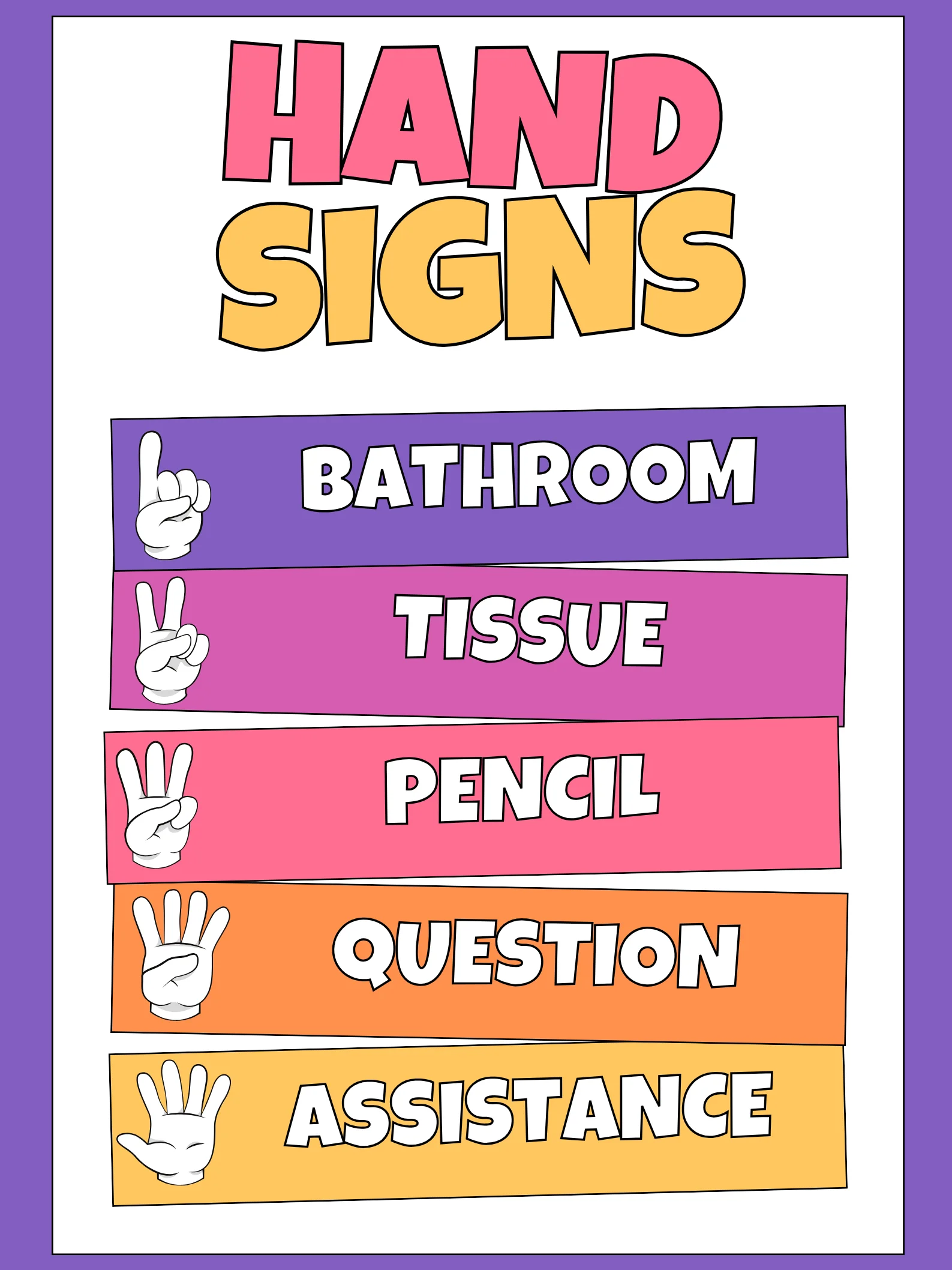 Hand Signs for Classroom Communication product image (1)