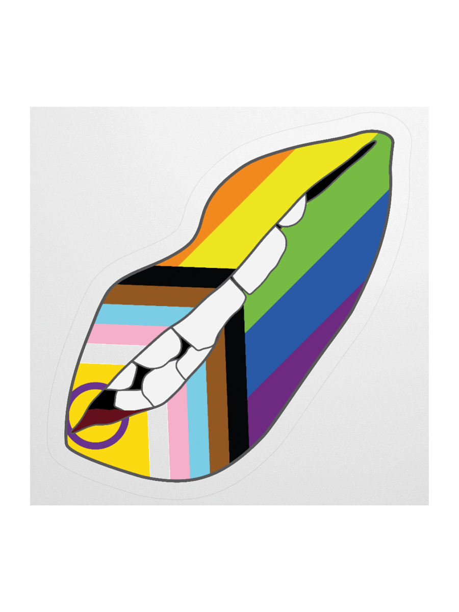 Progress Pride Flag Biting Lips Sticker product image (1)