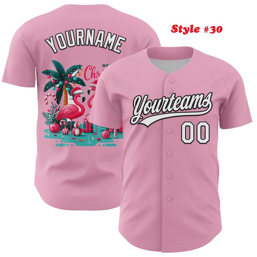 Authentic Baseball Jersey, Custom Baseball Jersey, Personalized Sport Jersey, Colorful, Number, Christmas, X-Mas product image (187)