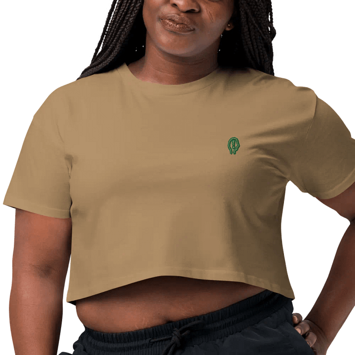 EXCLAIMING MENTALLY (L.C., moss) embroidered cotton crop top product image (14)