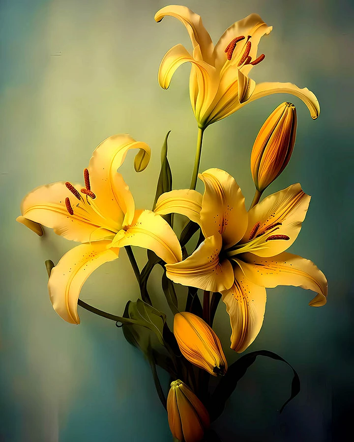 Sun-Kissed Yellow Lilies Tranquil Decor Art Matte Poster product image (1)