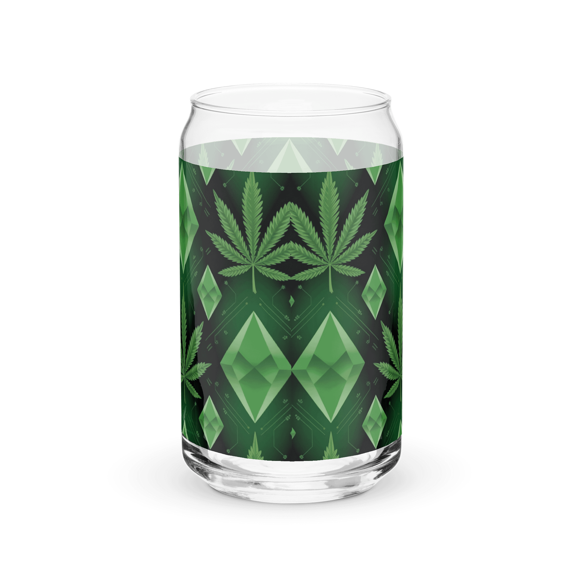 Cannabis & Diamonds Design | 16oz Can-Shaped Glass | A Stylish Twist on Glassware product image (4)