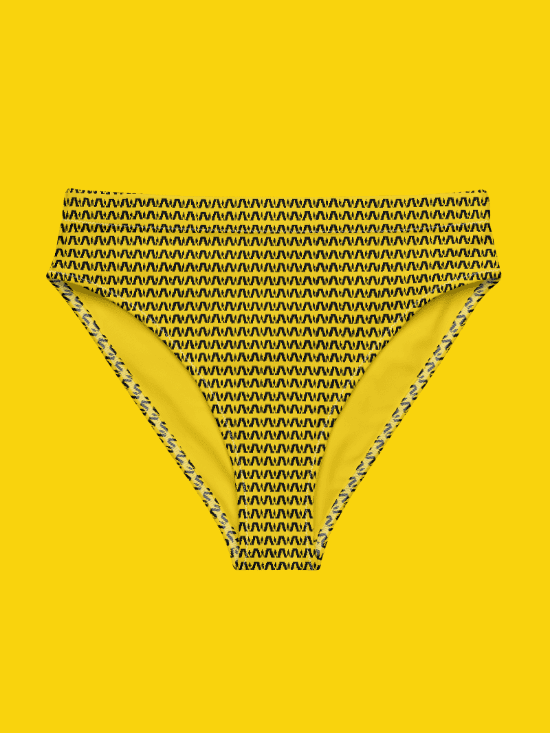 All-Over Print Recycled High Waisted Bikini Bottom, Yellow | WIL Style product image (5)