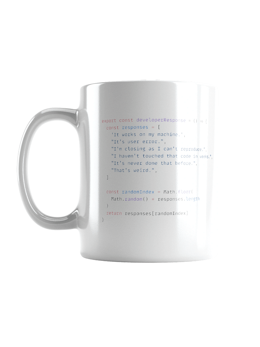 Developer Excuse Javascript Mug - White product image (1)