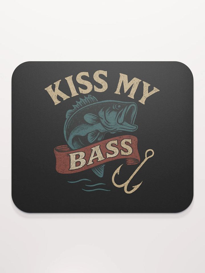 Kiss My Bass Mouse Pad – Vintage Fishing Humor Desk Decor product image (2)