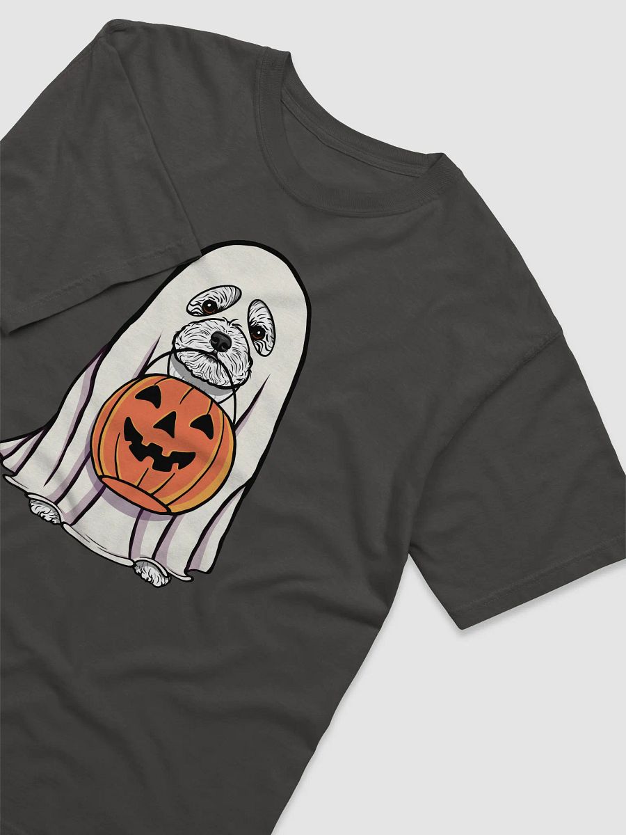 Funny Halloween Bichon Frise T-Shirt | Funny Bichon Frise Wearing a Ghost Costume and Holding a Pumpkin Basket product image (22)