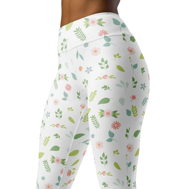 Floral Whimsy High-Waisted Leggings - Pastel Garden Pattern Activewear product image (1)