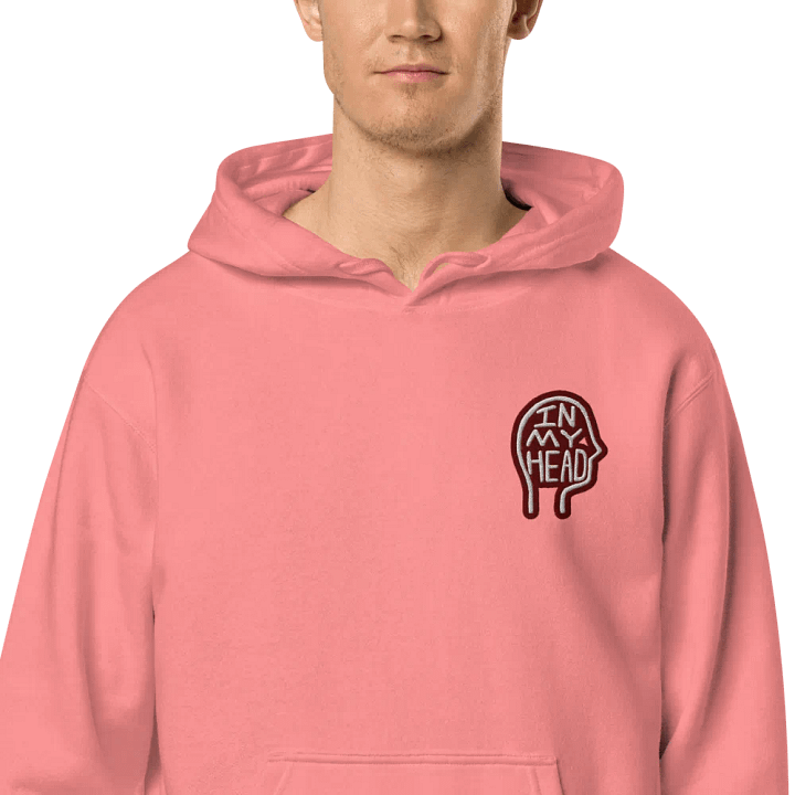 In My Head (L.C. maroon bubble design 2) embroidered pigment hoodie product image (1)