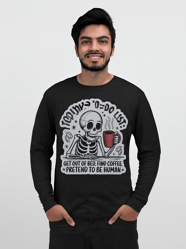 Skeleton Coffee Break Long Sleeve T-Shirt product image (1)