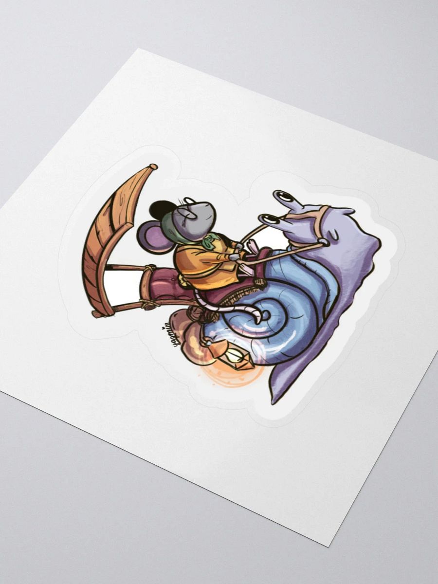 Grandma Mouse Riding Snail- Whimsical Fantasy Sticker product image (4)