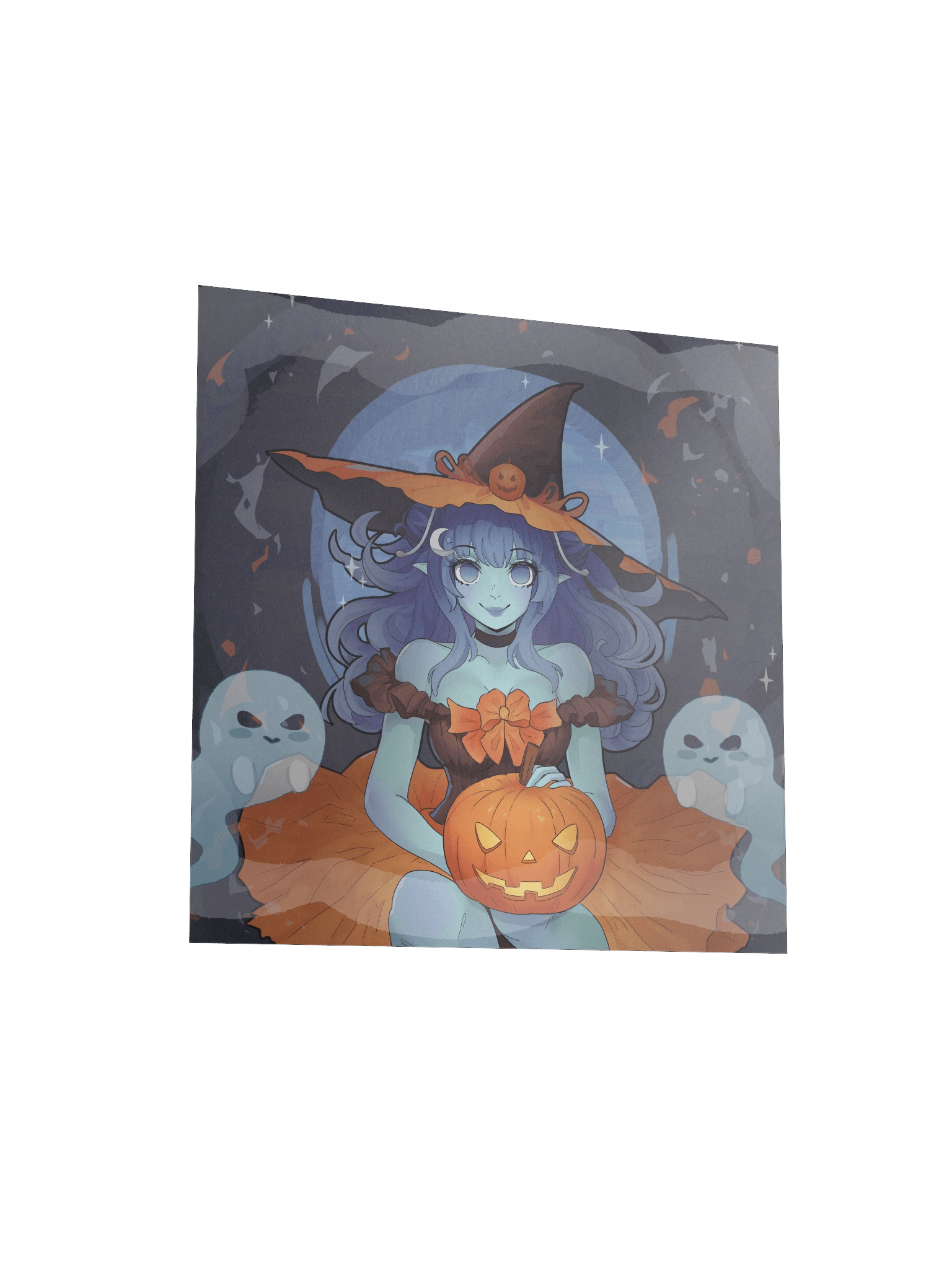 Starry Pumpkin Witch Square Poster product image (7)