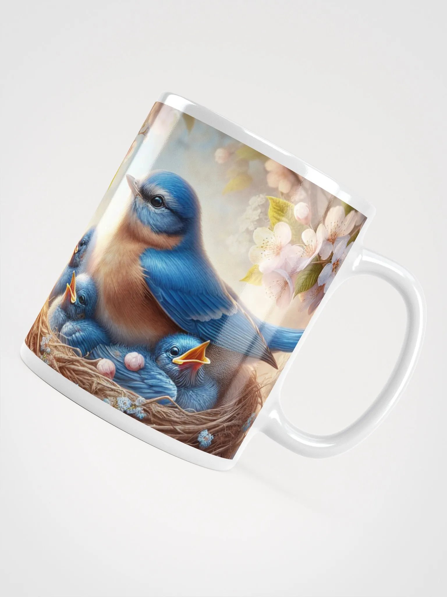 Bluebird Family Nature Themed White Mug product image (4)