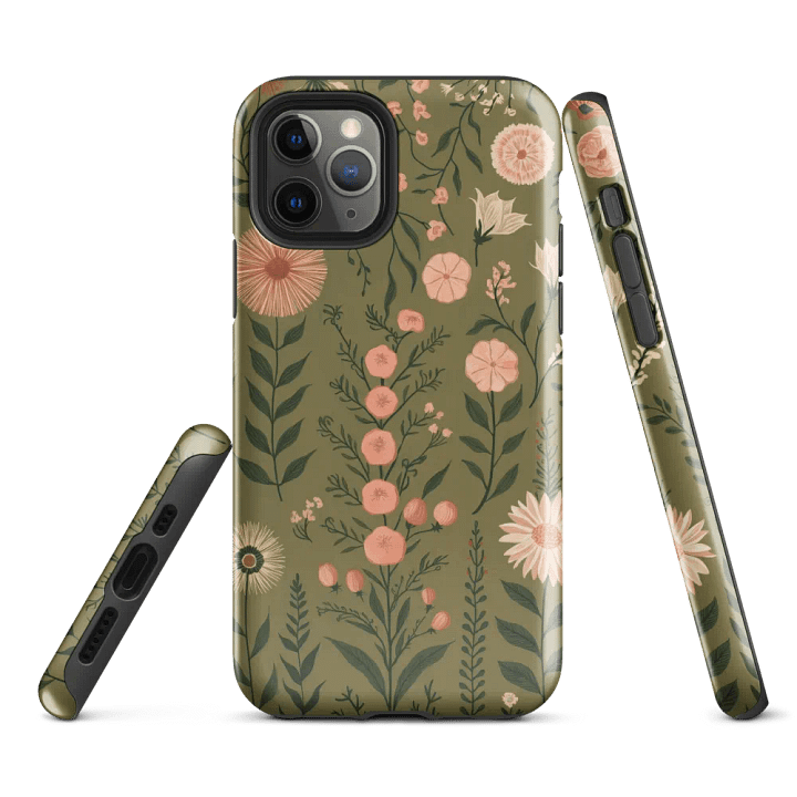 Olive Green Boho Floral - Tough Phone Case product image (2)