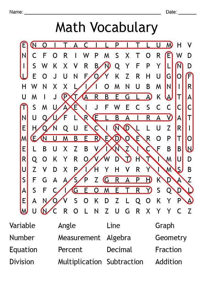 Printable Math Vocabulary Word Search – 16 Key Terms Puzzle Activities! product image (2)