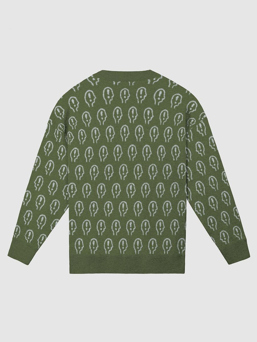 EXCLAIMING MENTALLY (repeating design, olive and light blue) relaxed knitwear crewneck product image (2)