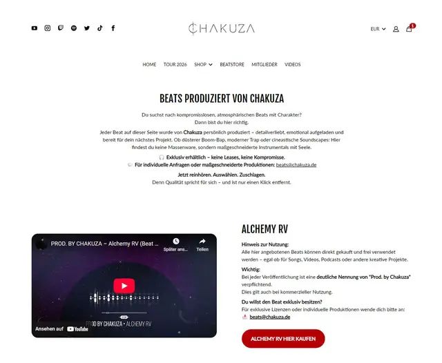 🎧 NEU: Der CHAKUZA #Beatstore ist live! Ab sofort findest du auf www.chakuza.de exklusive Beats direkt von mir – roh, ehrlich, ready für dein nächstes Projekt. Ob für deine nächsten Tracks, Videos, Podcast oder einfach zum Feiern deiner Kreativität – klick dich rein und hol dir den Sound. 👉 Jetzt reinhören & downloaden: www.chakuza.de #Chakuza #Beats #Beatstore #ProducerLife #Instrumentals