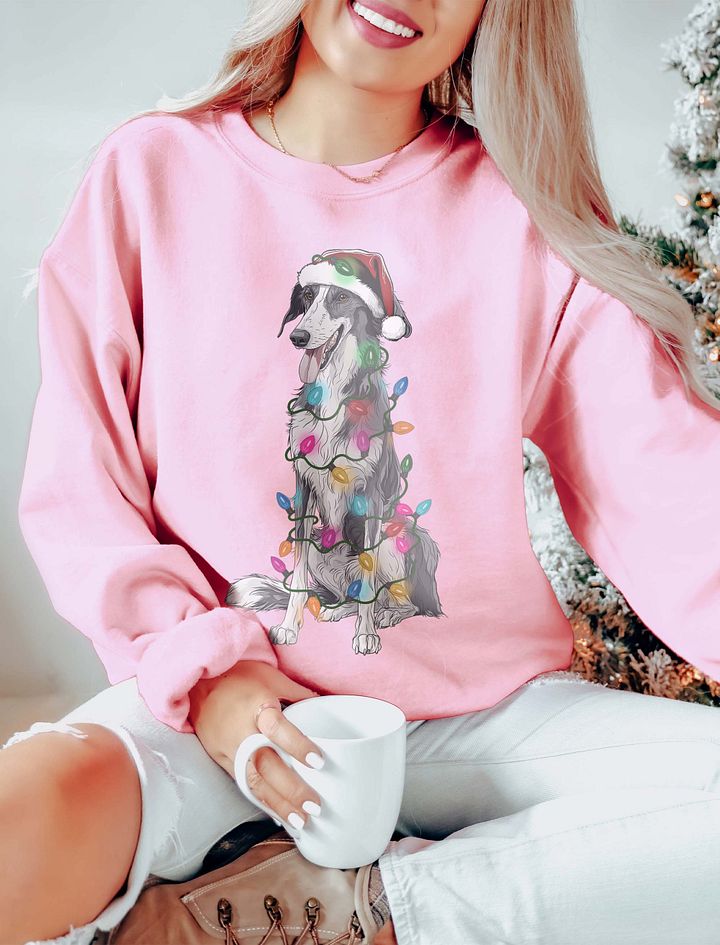 Funny Borzoi(Black & White) Christmas Sweatshirt product image (15)