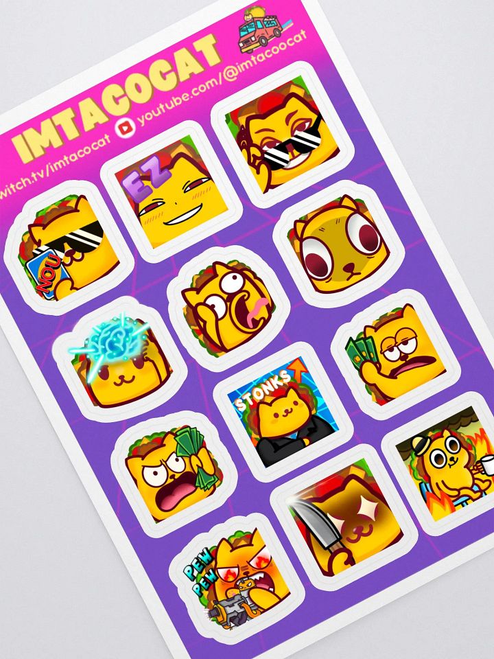 Memey TacoCat Emote Sticker Sheet product image (1)