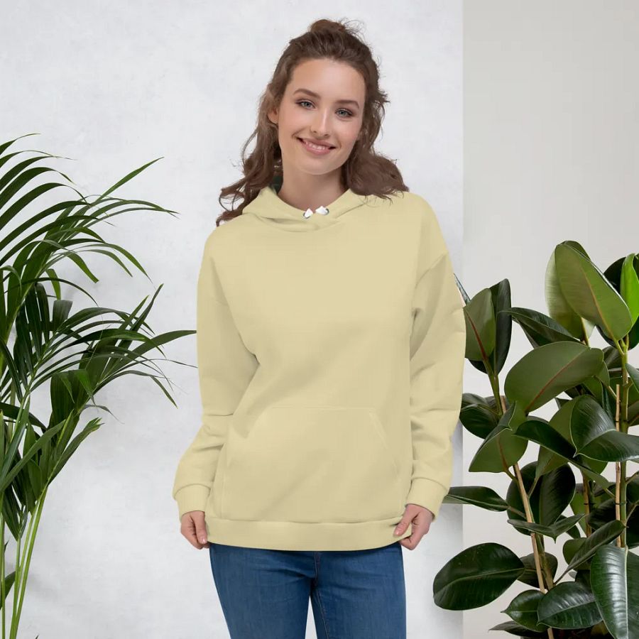 Plain Light Yellow Soft Summer Unisex Recycled Polyester Heavyweight Premium Hoodie by Treasure Pie product image (6)