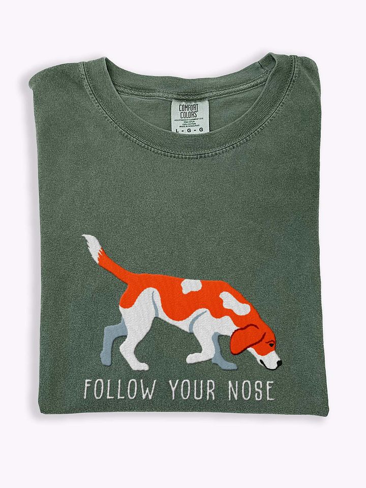 Follow Your Nose T-Shirt(Embroidered) of a Beagle(Red) product image (1)