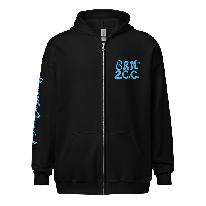 BOURNE to Cape Cod™ | DTG Vintage Print | Zip Hoodie | BRN.2C.C.™ | Coastal Classic Layer | Unisex Heavy Blend Full-Zip Sweatshirt | Deep Sky Blue Logos product image (1)