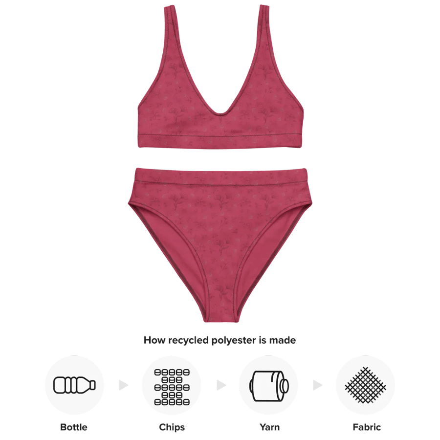Gold Leaves and Chocolate Flowers on Magenta Eco-Green High Waisted Bikini product image (8)