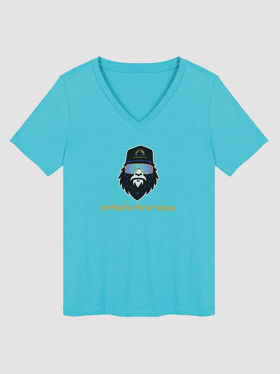 Destination Bigfoot Bronco Bigfoot Logo Bella+Canvas Women's Relaxed V-Neck T-Shirt (Turquoise) product image (1)