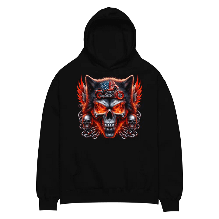 Fiery Wolf Motorcycle Oversized Hoodie #36 product image (2)