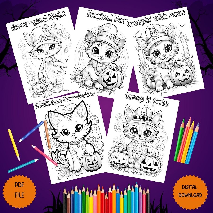 Halloween Cats Coloring Book product image (5)