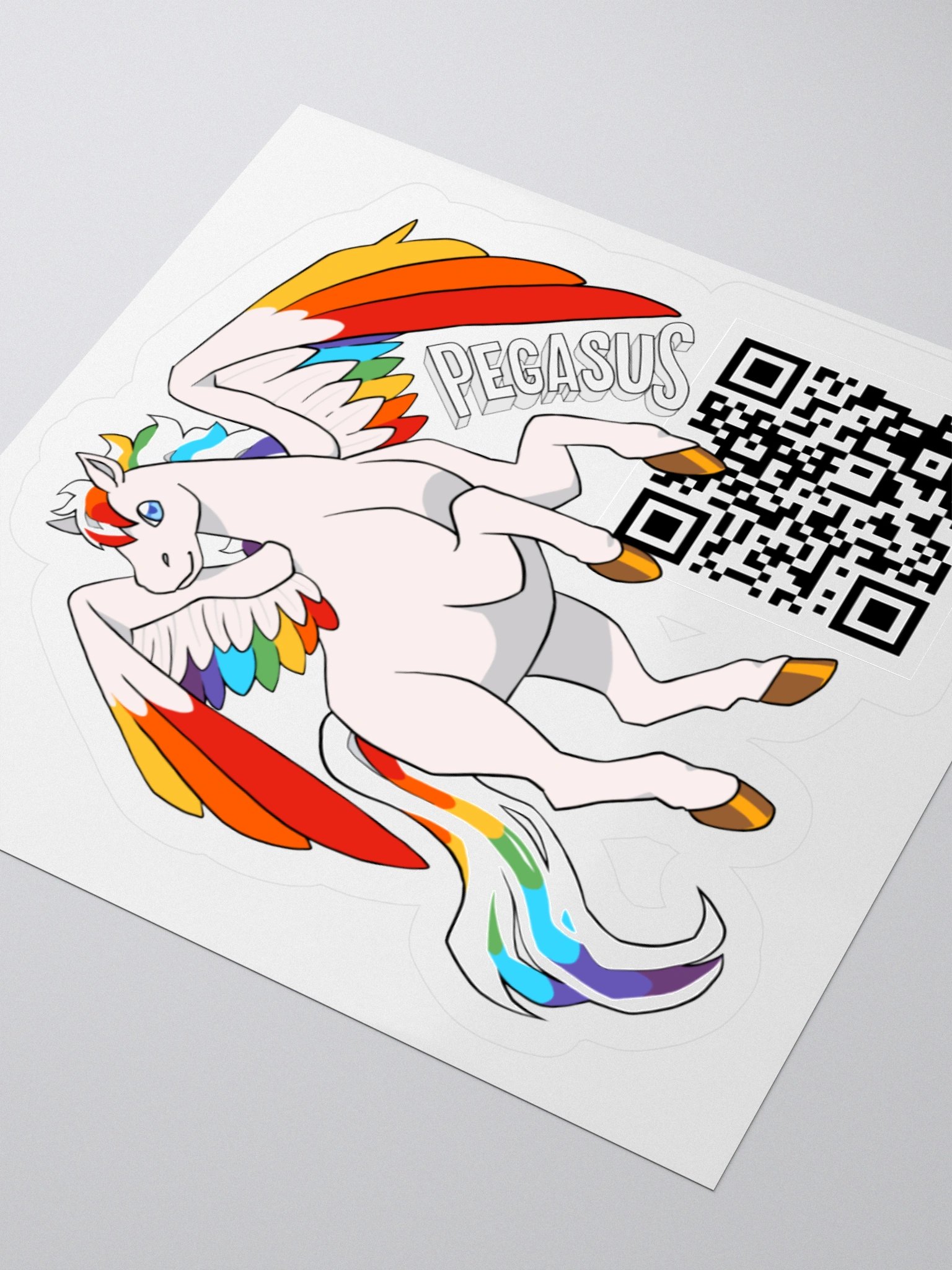 Rainbow Pegasus Kiss Cut Stickers with QR product image (8)