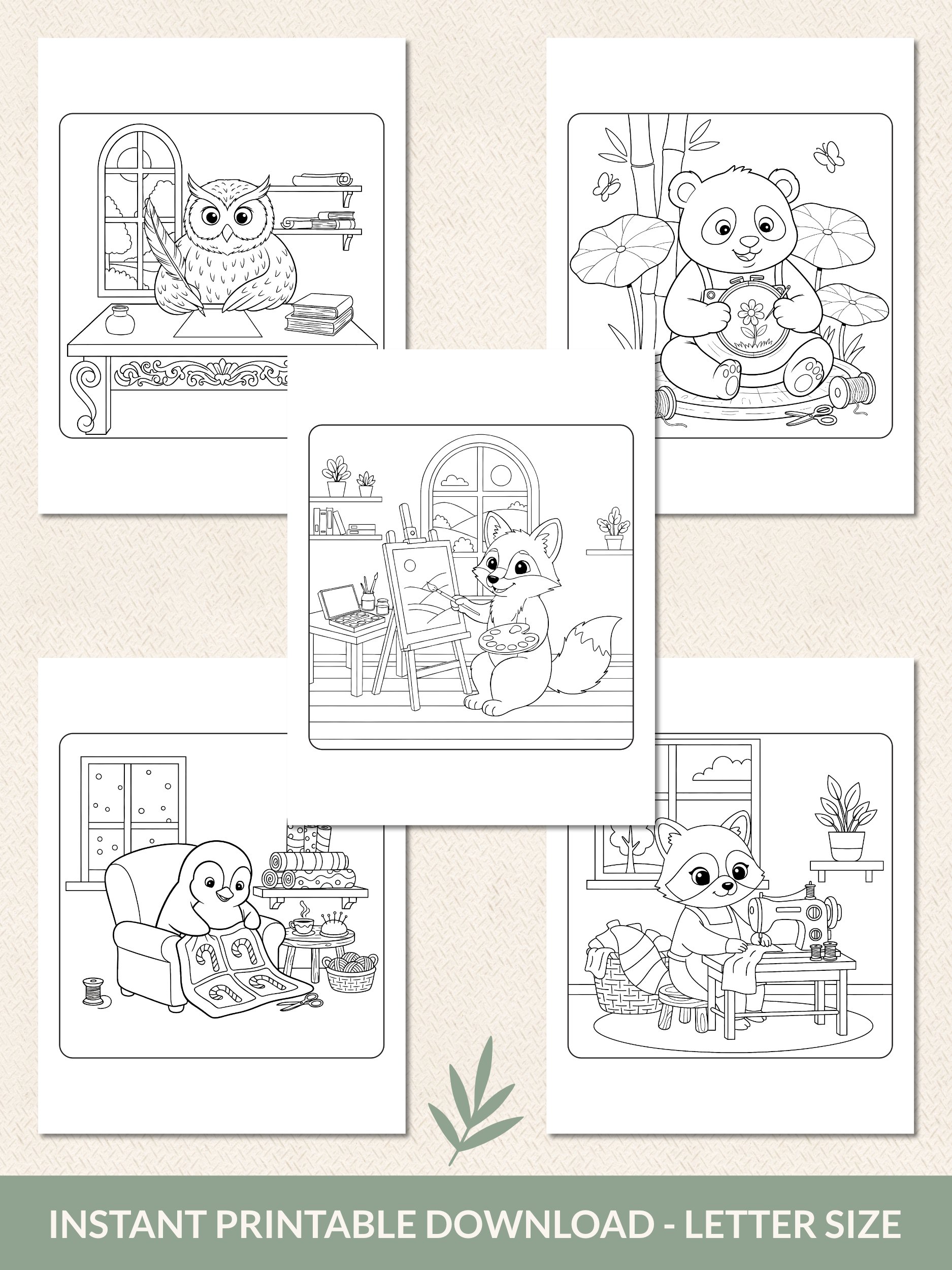 Printable Crafty Animals Coloring Pages – 30 Fun & Easy Art-Themed Designs For All Ages product image (5)