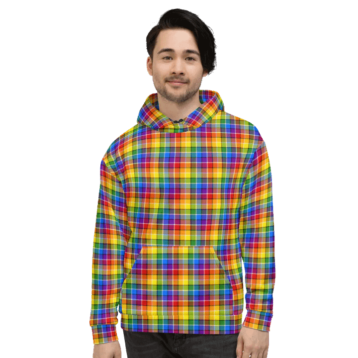 Bright Rainbow Plaid Hoodie product image (2)