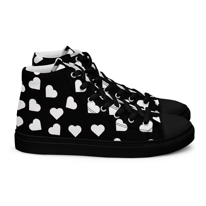 Love Pattern5 Black and White Mens Canvas High Top Shoes product image (2)