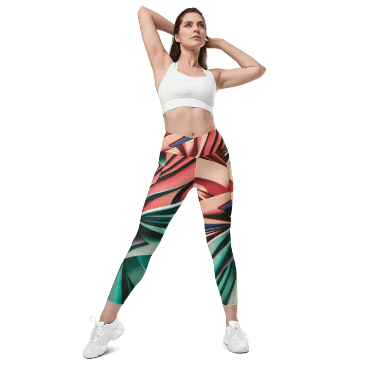 Abstract Geometric Women's Crossover Leggings in Vibrant Colors (2XS-6XL) product image (1)