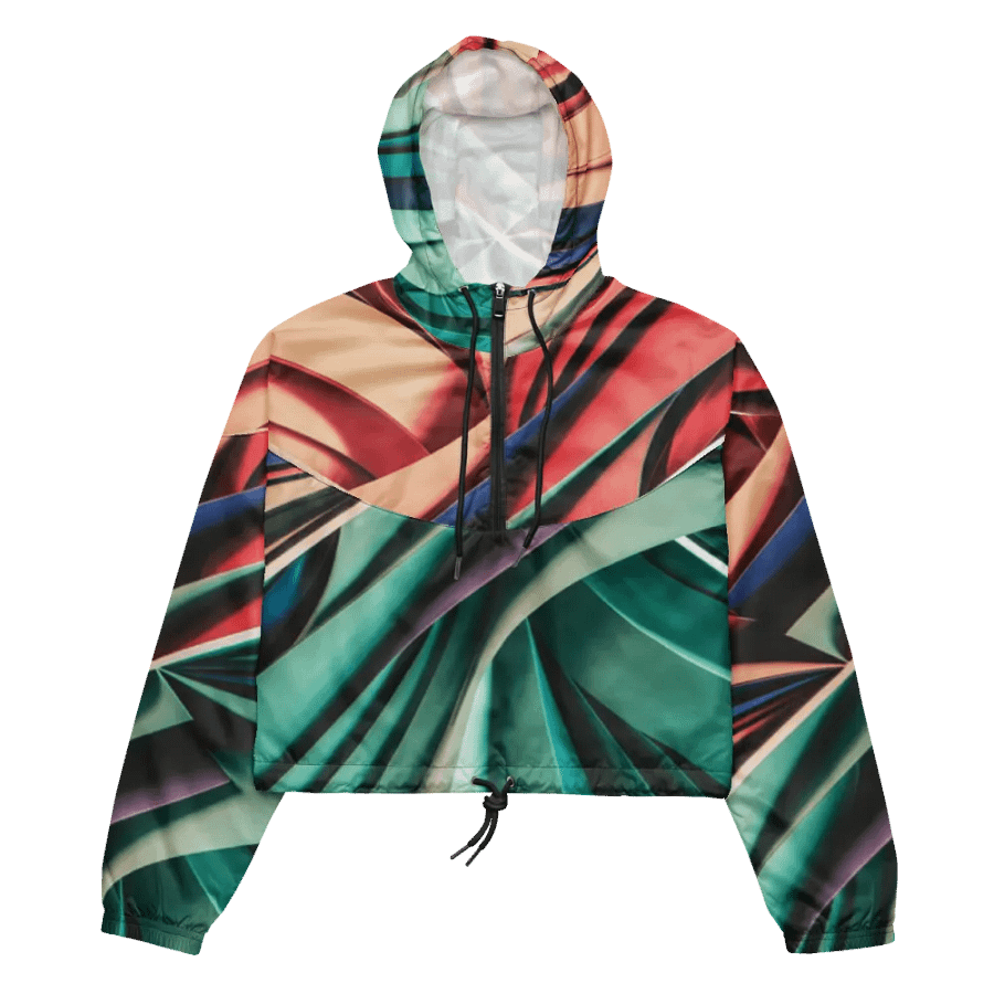 TDS Music Women's Cropped Windbreaker - Vibrant Abstract Design, Lightweight & Water-Resistant | XS–2XL product image (3)