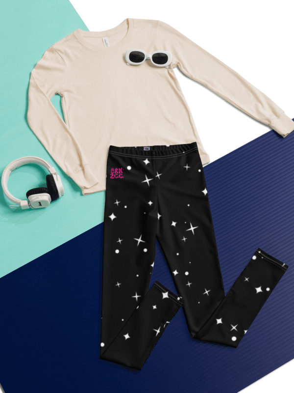 🎨 Girls’ | Youth | Starry Black Background | BRN.2C.C.™ | Leggings 💫 product image (8)