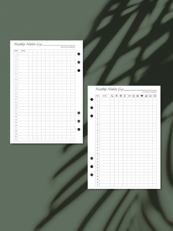 A5 Monthly Healthy Habits Log | Dated Inserts with Icon Options | Printable product image (1)