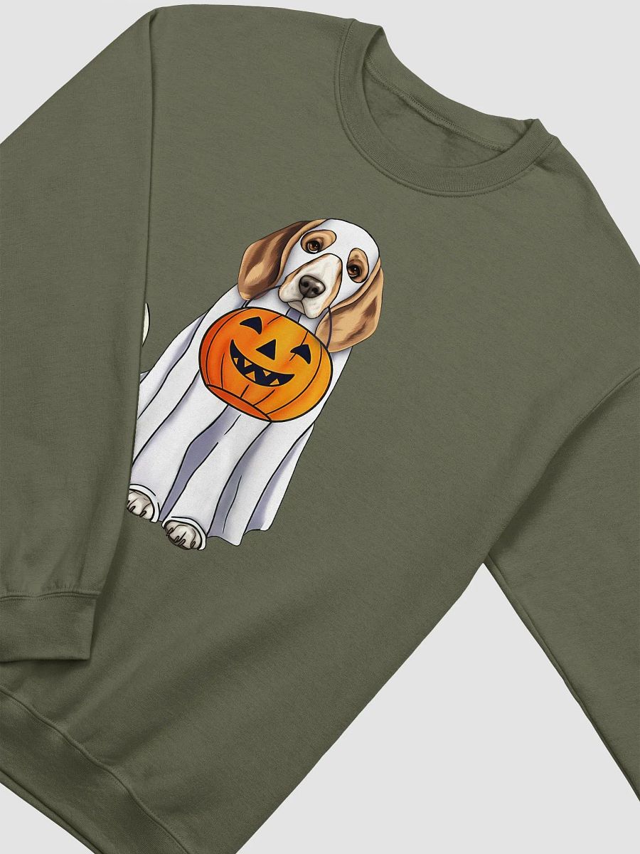 Beagle Halloween Sweatshirt | Funny Fall & Halloween Beagle Wearing a Ghost Costume with Pumpkin Basket product image (22)