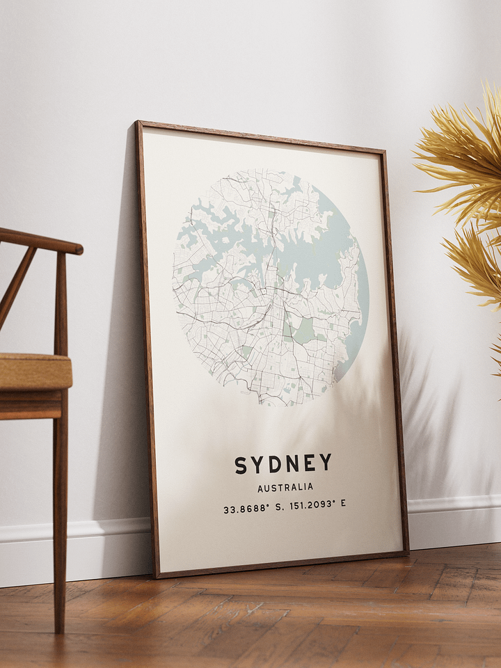 Sydney Street Map Poster – Beige Minimalist Circular City Art product image (2)