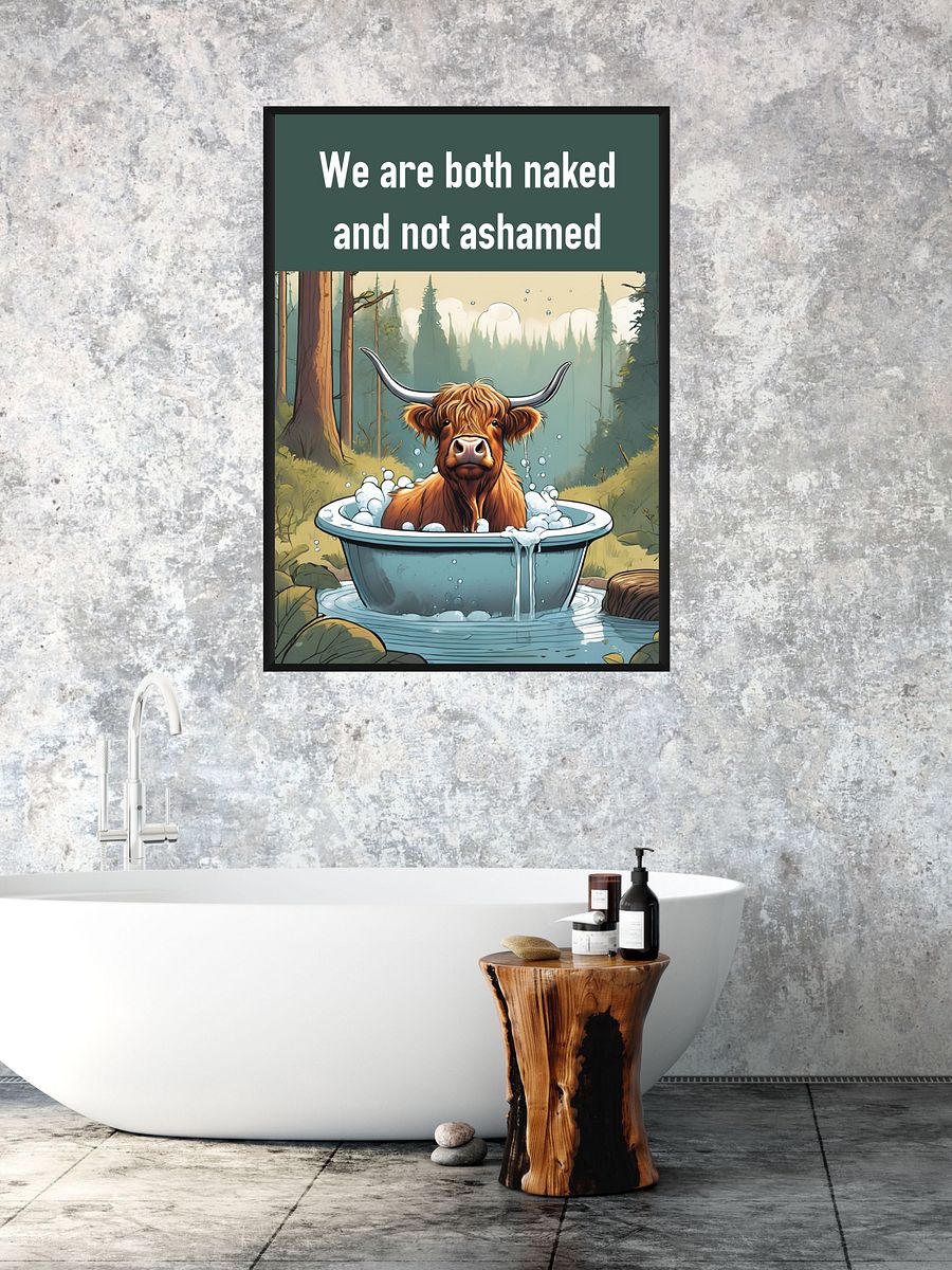 Highland Cow Enjoying Bubble Bath Bathroom Downloadable Wall Art product image (3)