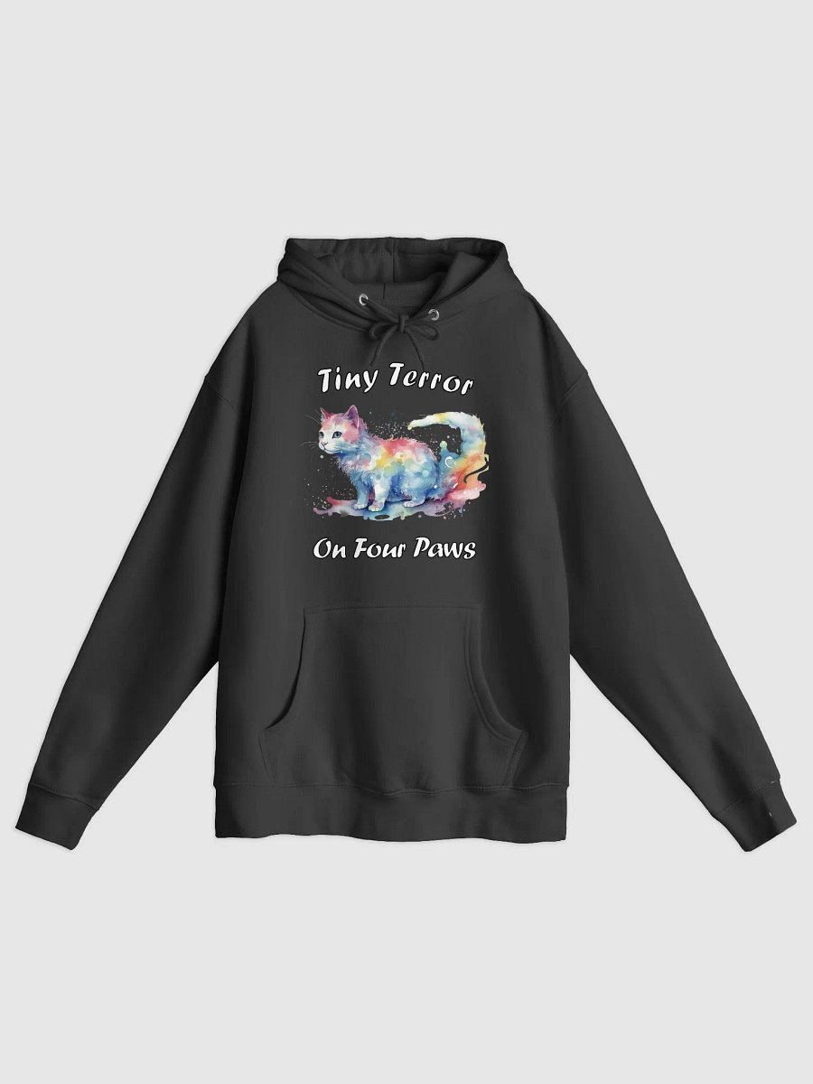 Tiny Terror On Four Paws Cat Illustrated Pullover Hoodie (Front Only) product image (2)
