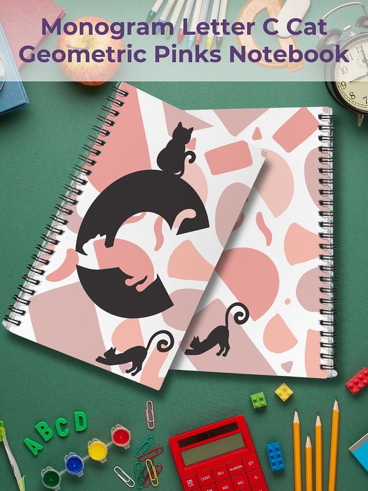 Monogram Letter C Cat Lover Geometric Pinks Notebook product image (1)